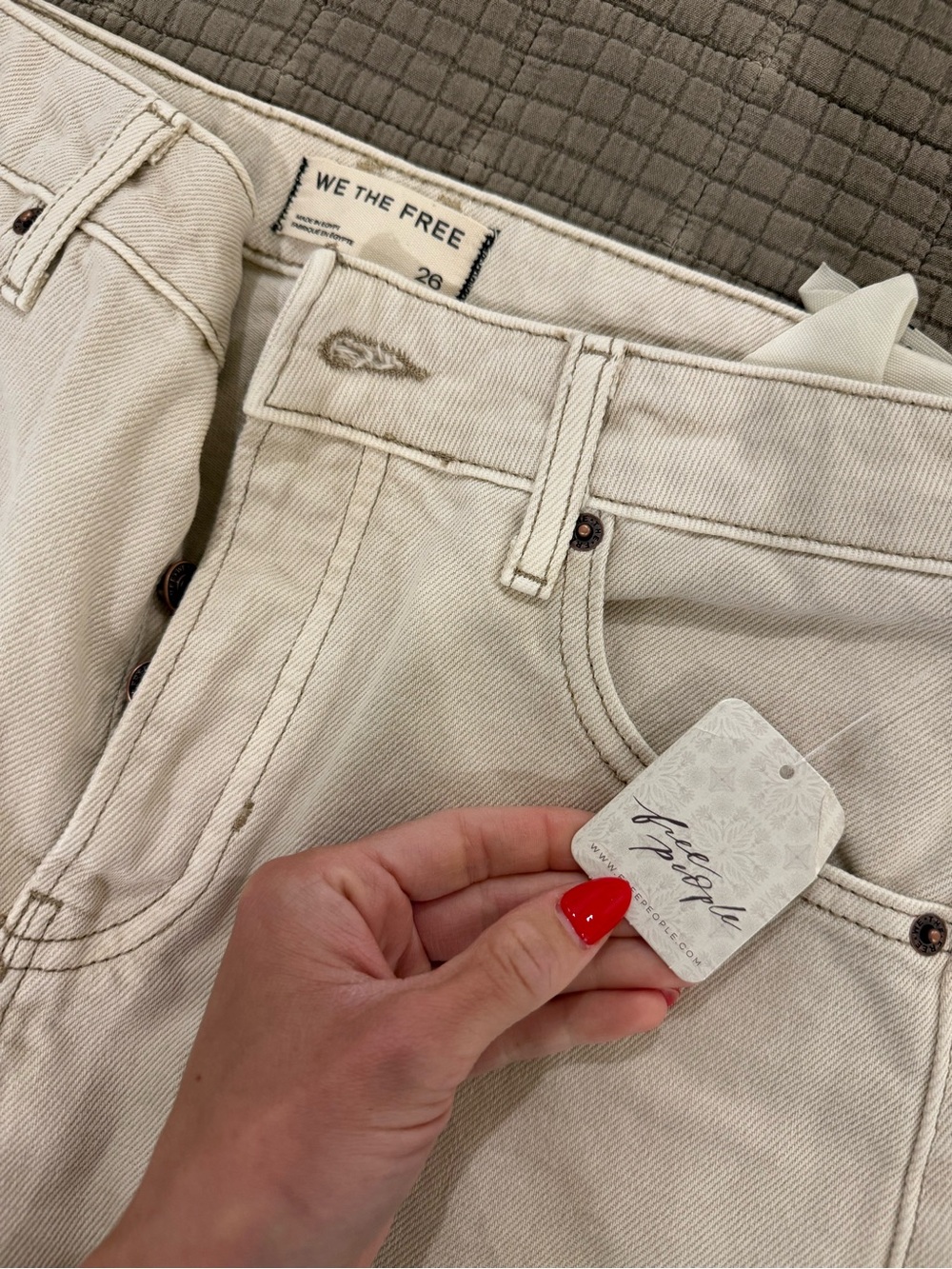 We The Free Cream High-Rise Wide Leg Jeans - Picture 2 of 5